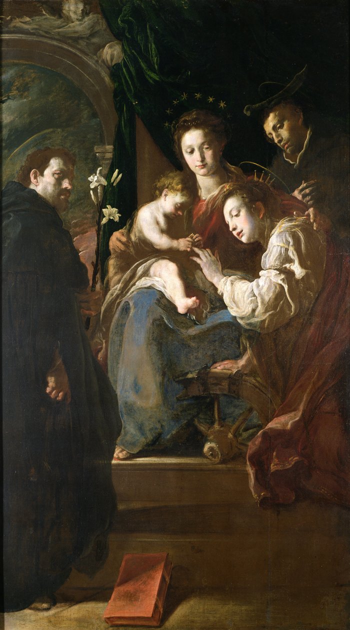 聖カタリナとキリストの子と殉教者ペテロとの神秘的な結婚、1617年〜21年 作： ドメニコ・フェティまたはフェティ