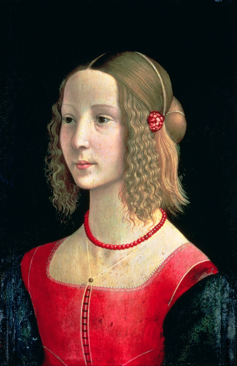 少女の肖像、c.1490（パネル上のテンペラ） 作： ドメニコ・ギルランダイオ