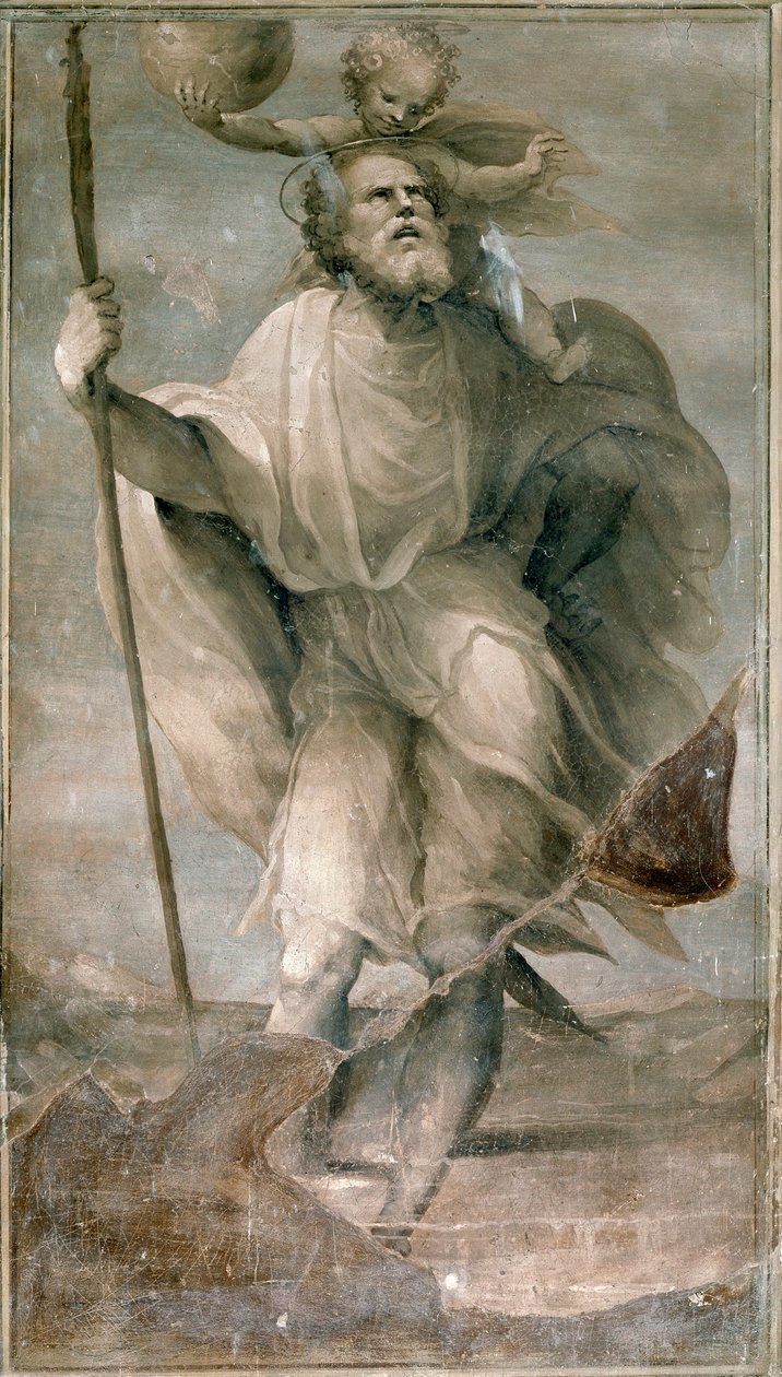 聖人クリストファードメニコ・ベッカフミ（1486-1551）の絵画 作： ドメニコベッカフミ