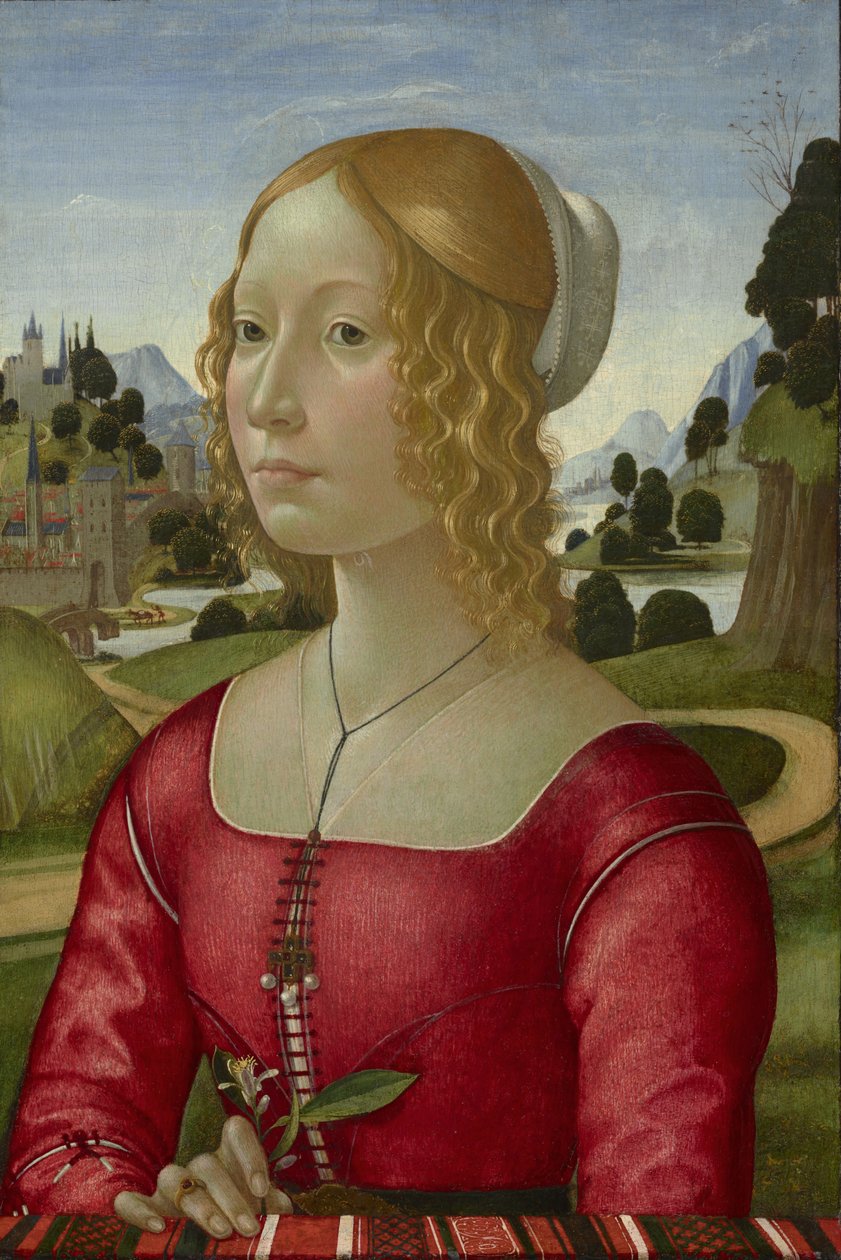 女性の肖像、1490年頃 作： ドメニコ・ギルランダイオ