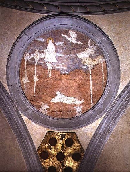 パトモス島の聖ヨハネ、スパンドレル・メダイヨン、1425年頃（石膏） 作： ドナテロ