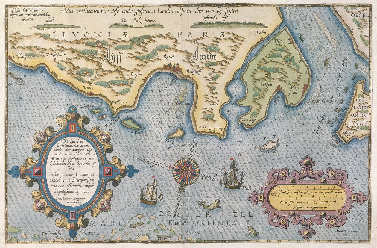 バルト海のオランダ貿易地図（手描きの彫刻） 作： オランダ語学校