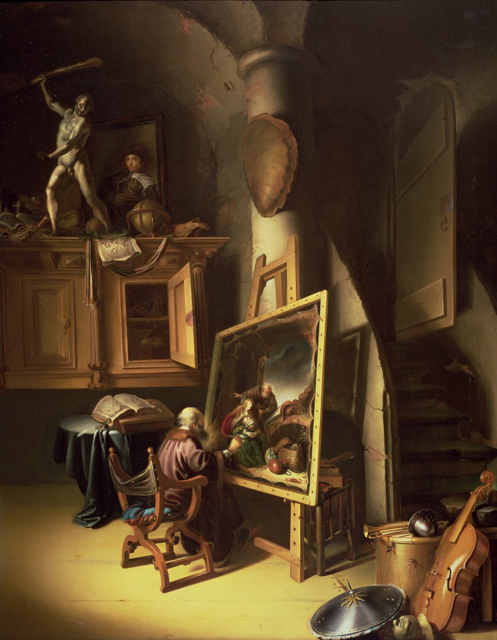 彼のスタジオのアーティスト、1635（パネル） 作： オランダ語学校