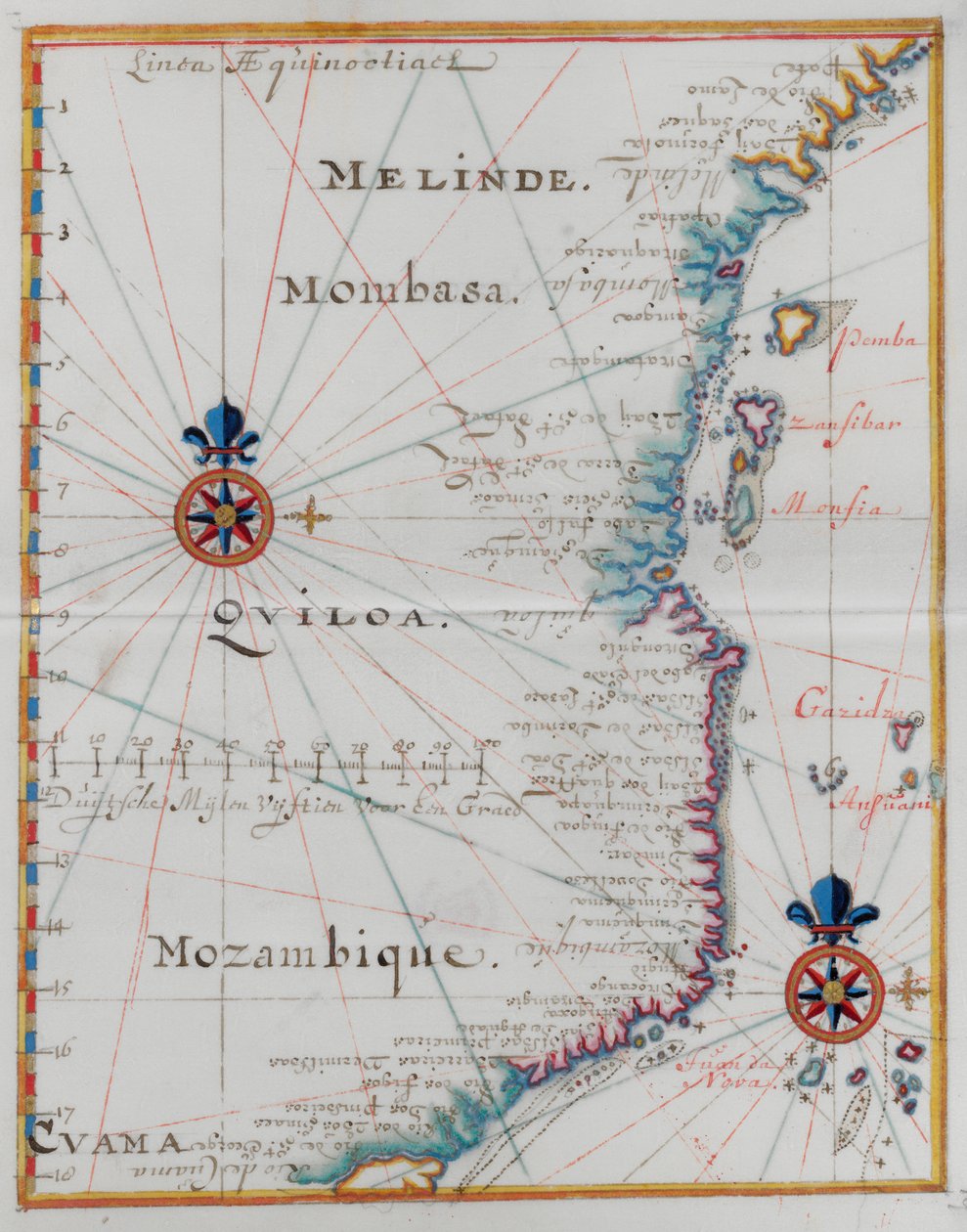 モンバサ、東アフリカの地図。 作： オランダ語学校