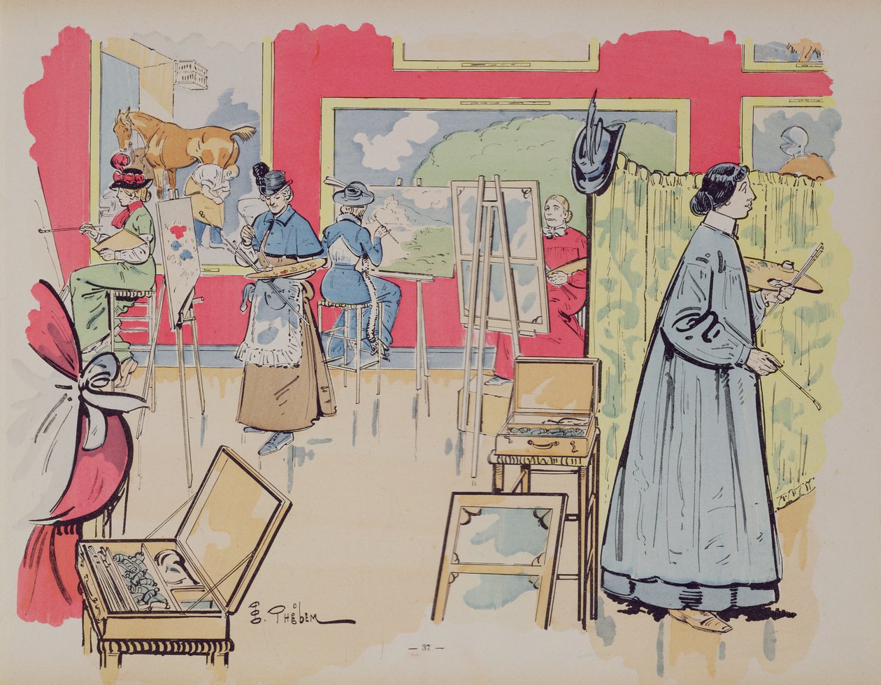 絵画のクラスに参加した女性、1902 作： E.セレン