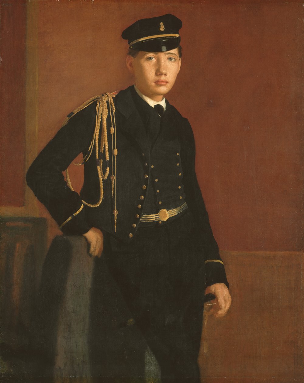 1856-7年、中等兵の制服を着たアキーレ・デ・ガス 作： エドガー・ドガ