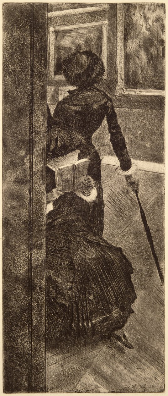 ルーヴル美術館-画家（メアリー・カサット）1879年頃（エッチング、紙にドライポイントとアクアチント） 作： エドガー・ドガ