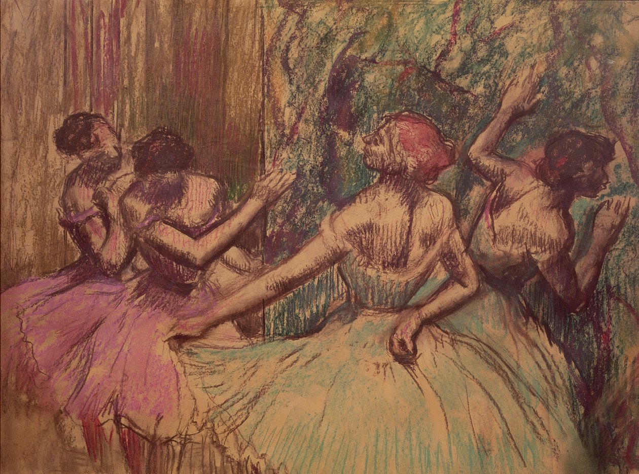翼の踊り手、1897-1901年頃（木炭とパステル紙） 作： エドガー・ドガ