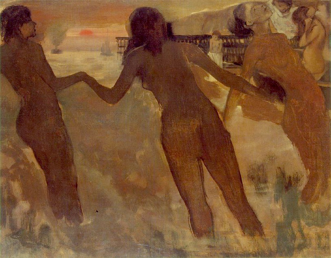 夕暮れ時の農民の少女の入浴、1875-76 作： エドガー・ドガ