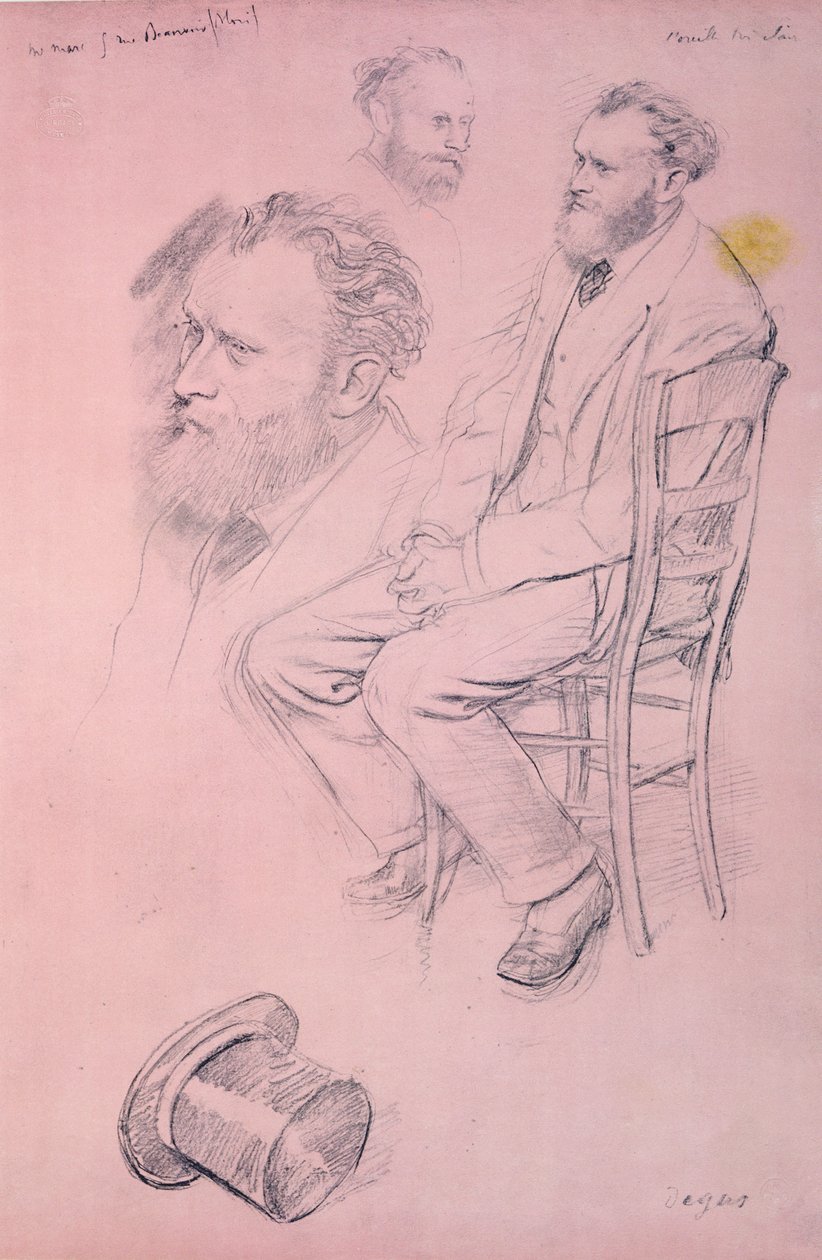 エドワールマネの肖像画の研究（1832-1883）1864-66（色付きの紙に鉛筆） 作： エドガー・ドガ