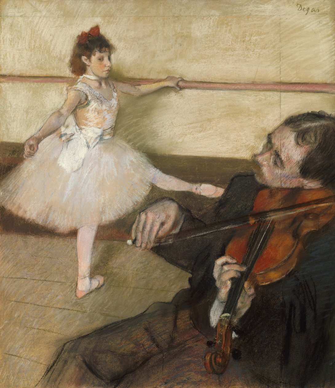 ダンスレッスン、c.1879（パステル） 作： エドガー・ドガ
