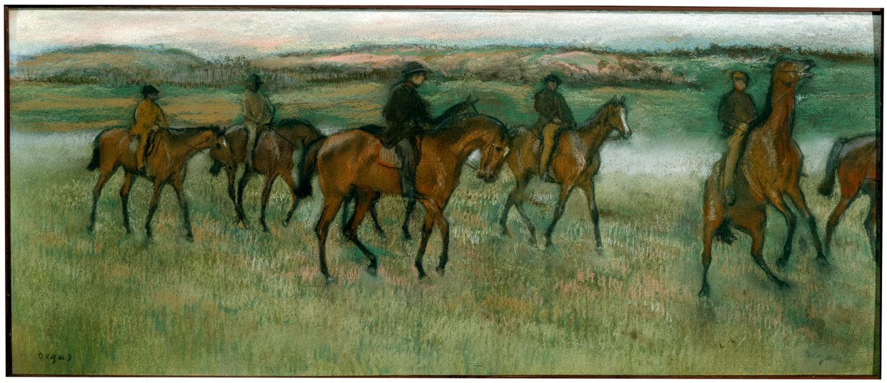 競走馬の運動、c1880。 作： エドガー・ドガ