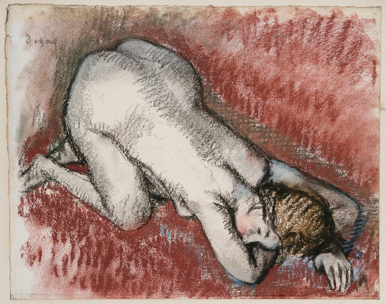 ひざまずくヌードの女性、c.1889-95 作： エドガー・ドガ