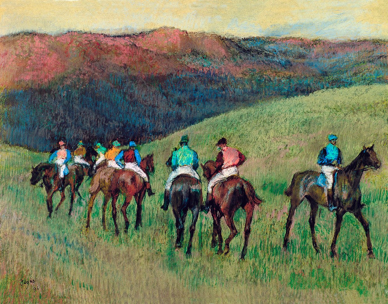 風景の中の競走馬、1894 作： エドガー・ドガ