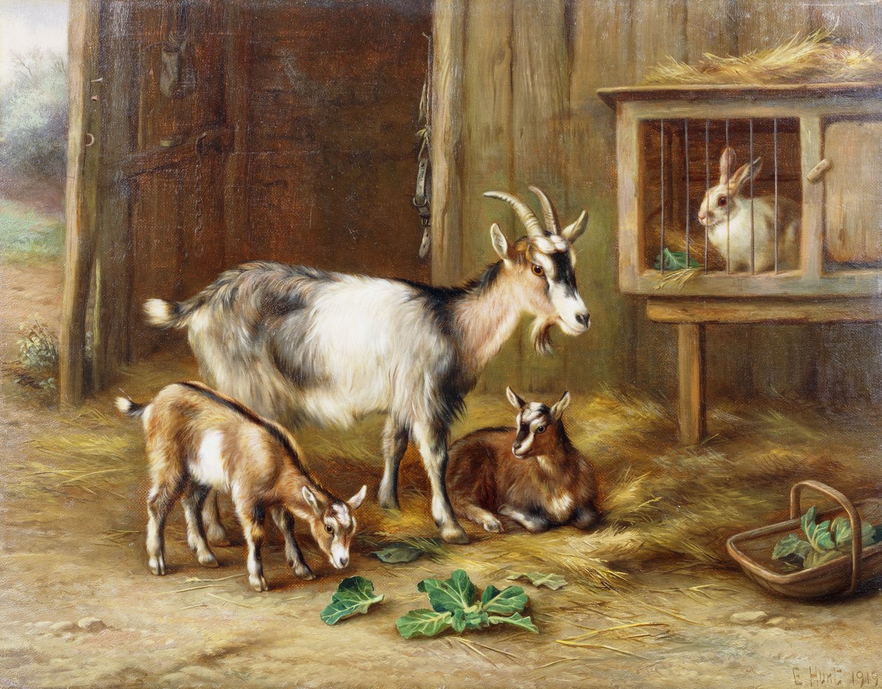 ウサギ小屋のそばのヤギ 作： エドガー・ハント