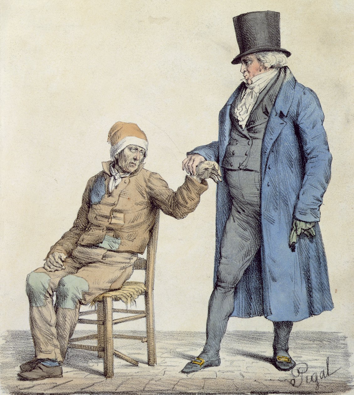 Langlume（fl.1822-24）1825によって彫刻された「You are Fine！」という貧しい男の医者の描写 作： エドム・ジャン・ピガル