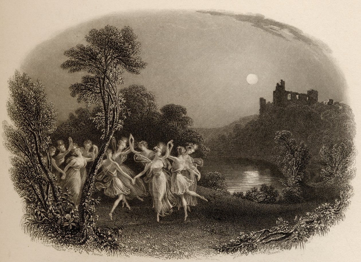 FCルイスによって彫刻された「妖精のダンス」、「ラインの巡礼者」のイラスト、1840年発行 作： エドモンド・トーマス・パリス