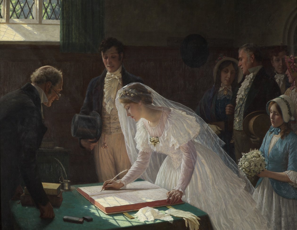 Signing the Register（油彩・キャンバス 作： エドモンド・ブレア・レイトン
