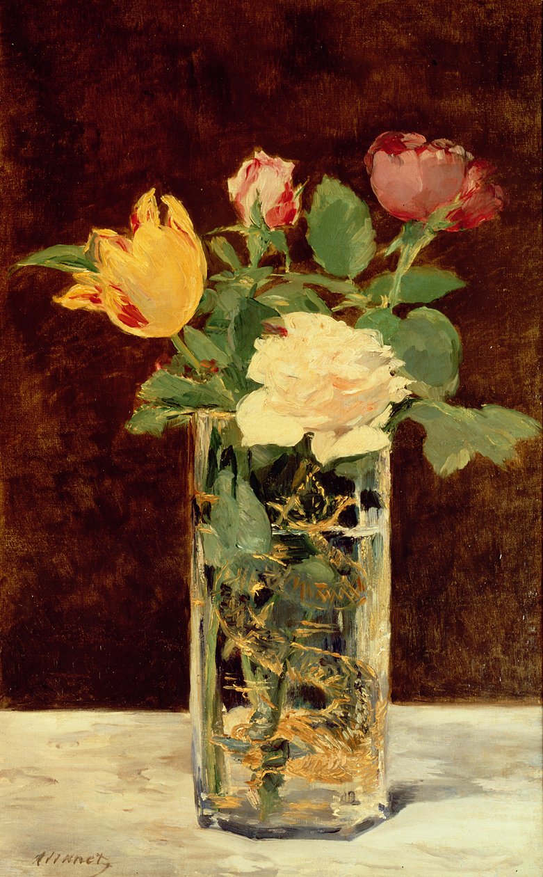 花瓶のバラとチューリップ、1883 作： エドゥアールマネ