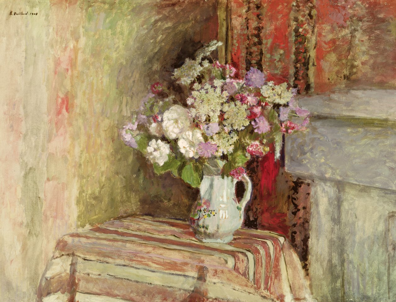 花瓶の花1905（カードに油彩） 作： エドゥアール・ヴィラード