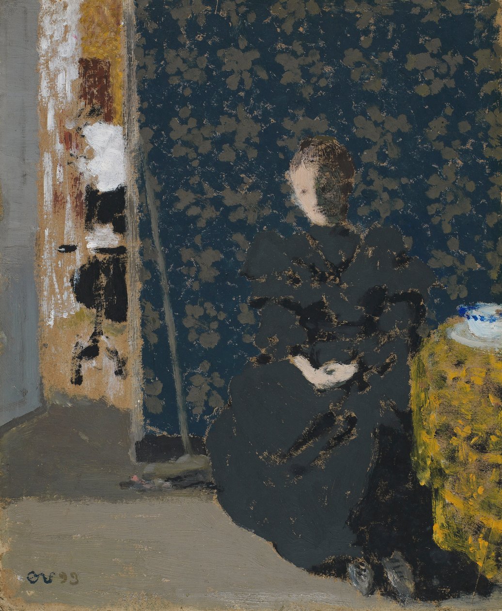 PD.1-1994コーヒー1杯付きの着席女性、1893年（段ボールにジステンパー） 作： エドゥアール・ヴィラード
