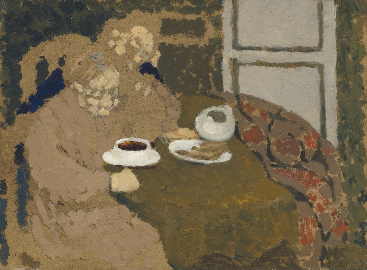 コーヒーを飲む2人の女性、1893年頃（段ボールに油彩） 作： エドゥアール・ヴィラード