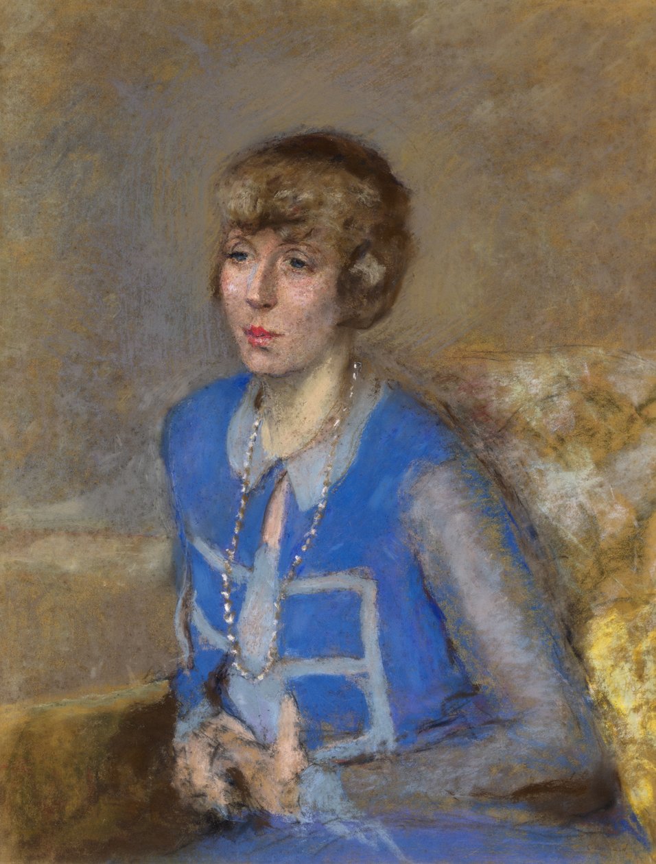 ブルーの女性、c。 1925-35（織り紙にパステル） 作： エドゥアール・ヴィラード