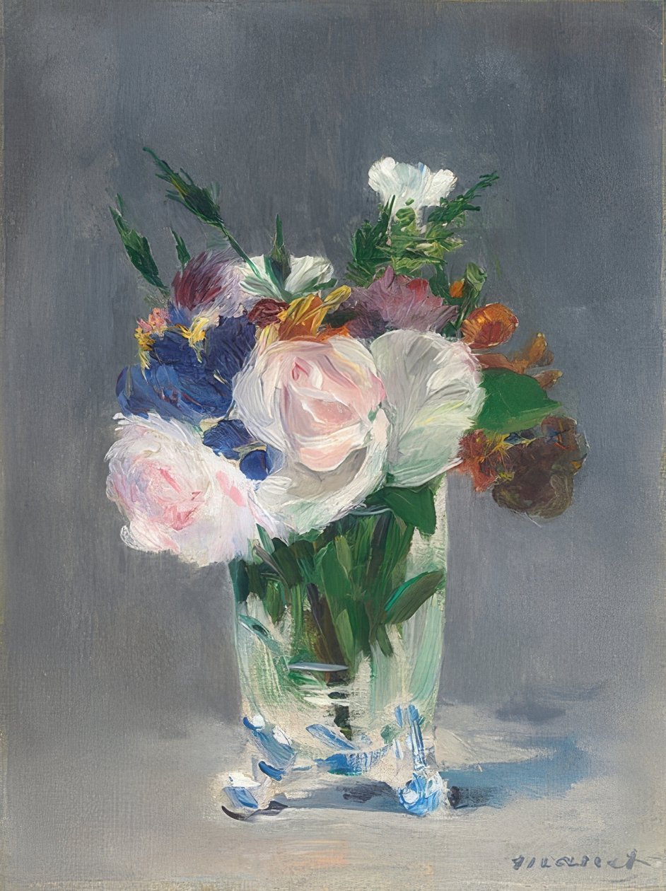 クリスタルの花瓶の花。 1882年頃 作： エドゥアールマネ