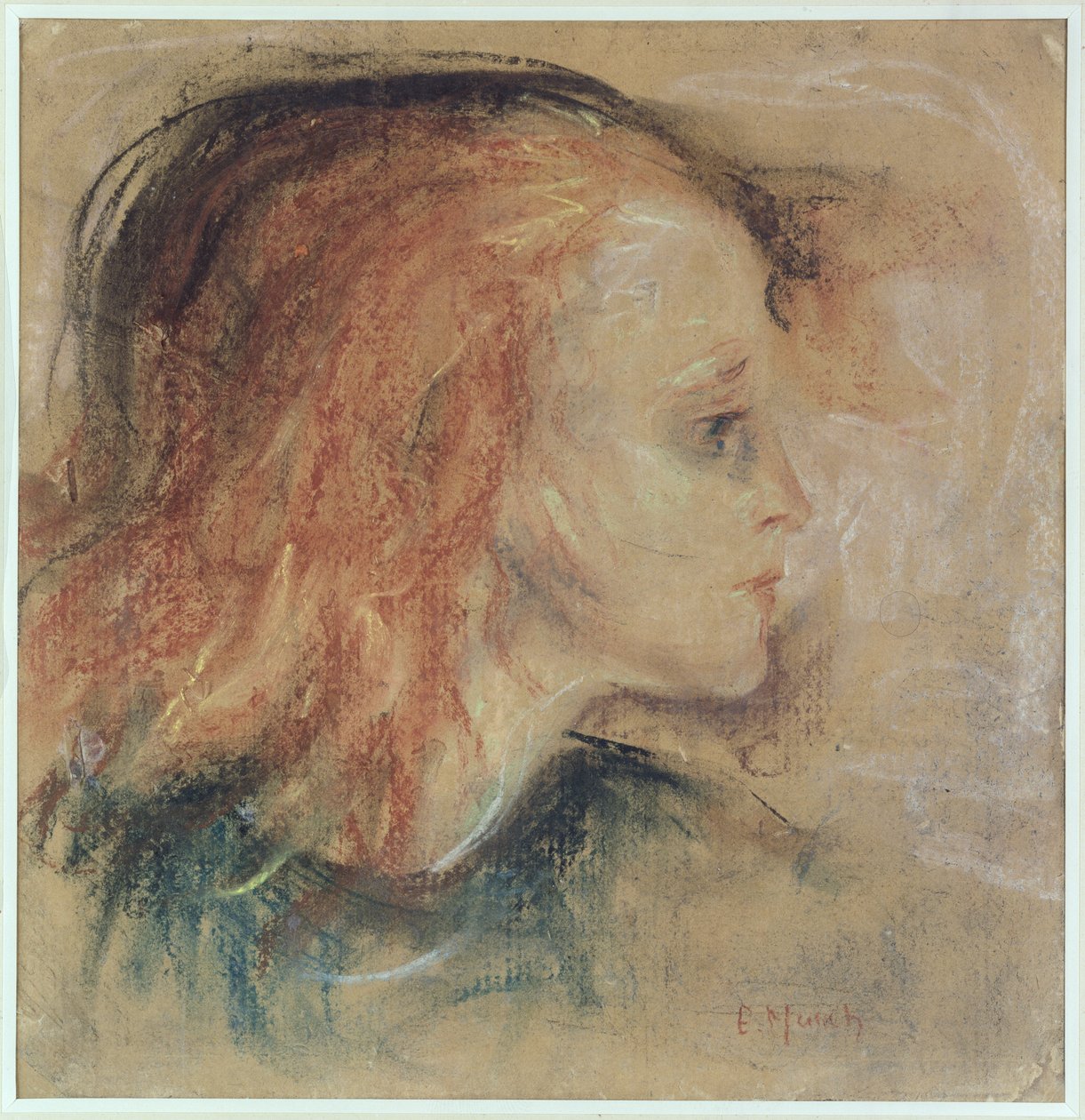 病気の子供、1885年（紙にパステル） 作： エドヴァルド・ムンク