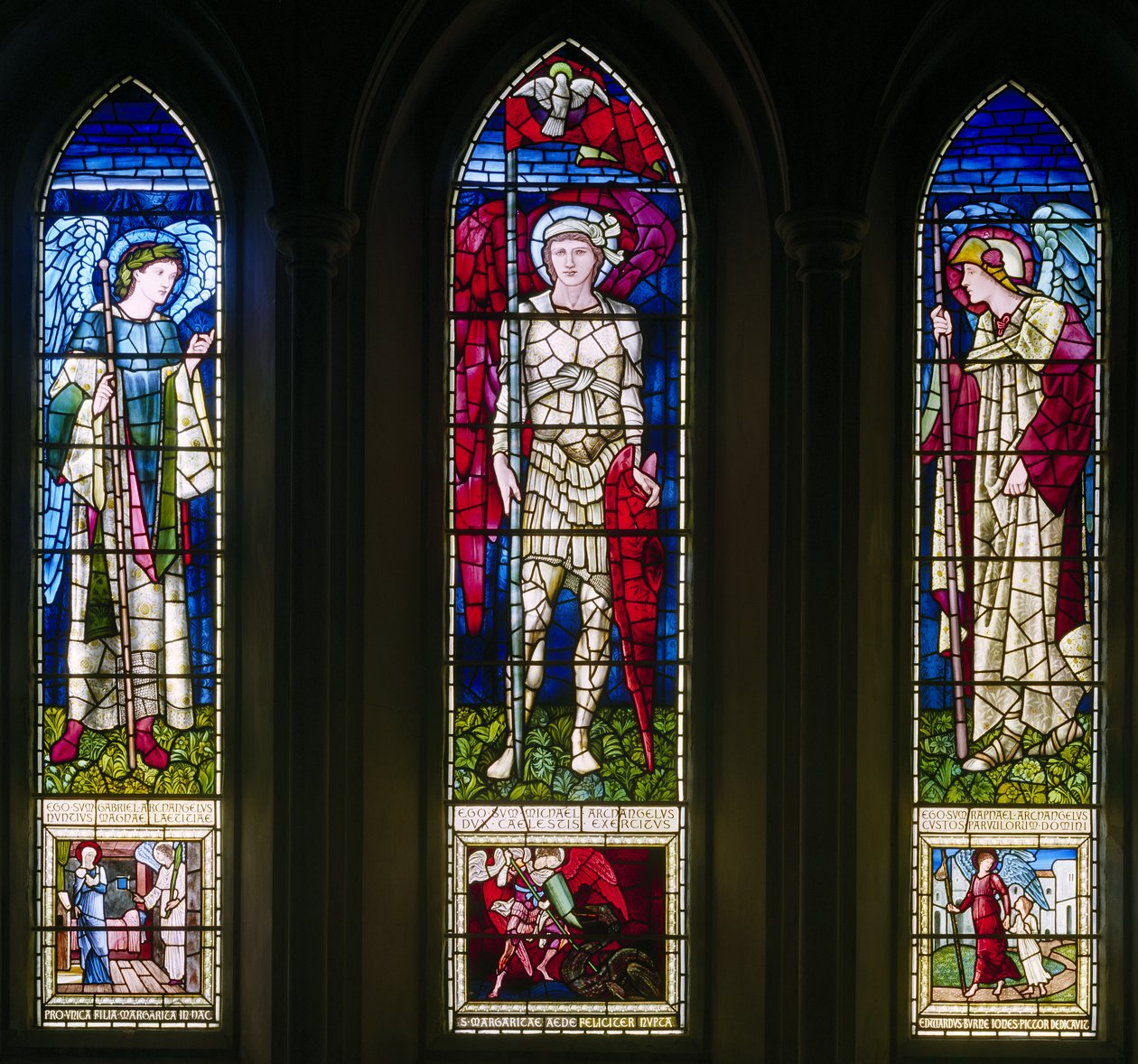 Rottingdean、St Margaret、Morris＆Co.、Edward Burne-Jones、East Window、St Michaelなど、1893年 作： エドワード・バーン・ジョーンズ