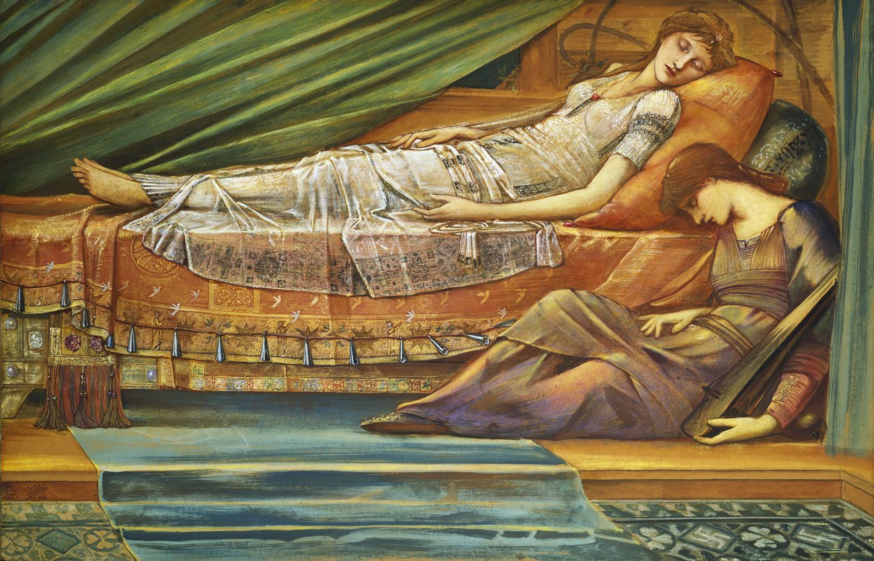 眠れる姫、1886-88年頃 作： エドワード・バーン・ジョーンズ