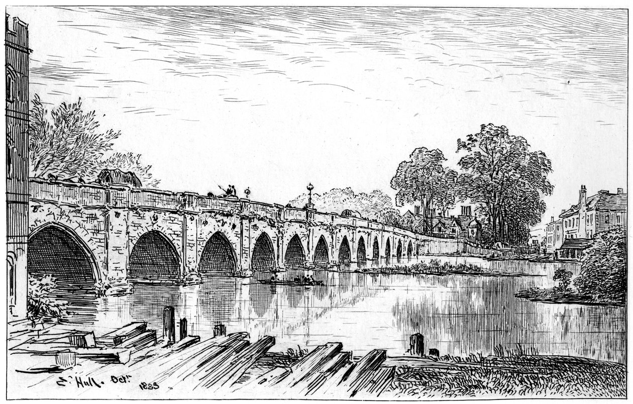 ストラットフォード橋、ストラットフォードアポンエイボン、ウォリックシャー、1885年。 作： エドワード・ハル