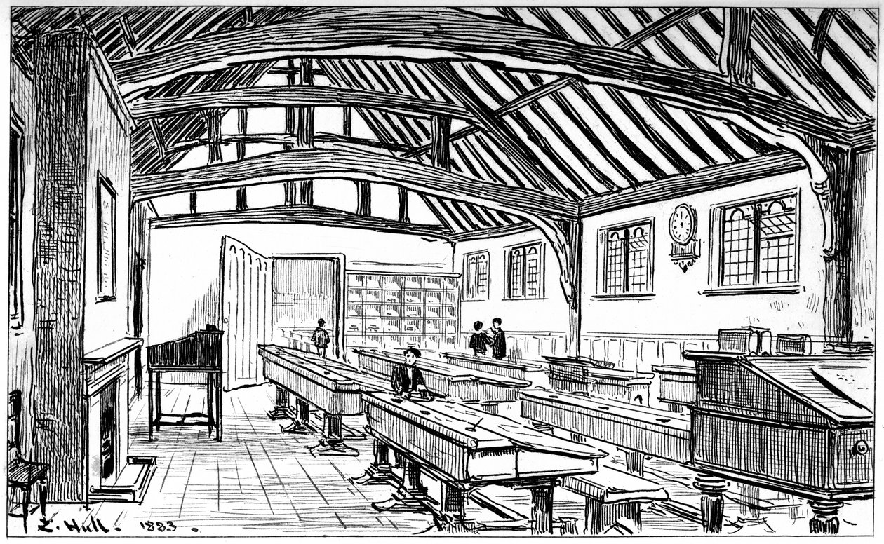 文法学校、ストラットフォードアポンエイボン、ウォリックシャー、1885年。 作： エドワード・ハル