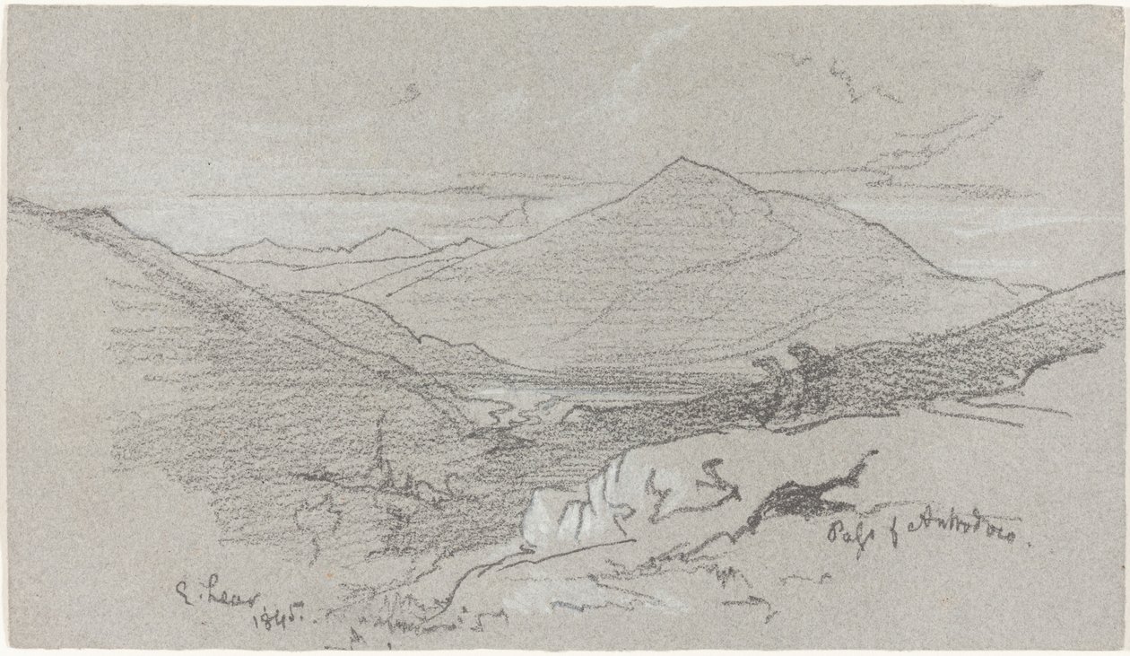 アントロドコからの山の景色、1845年。 作： エドワード・リア