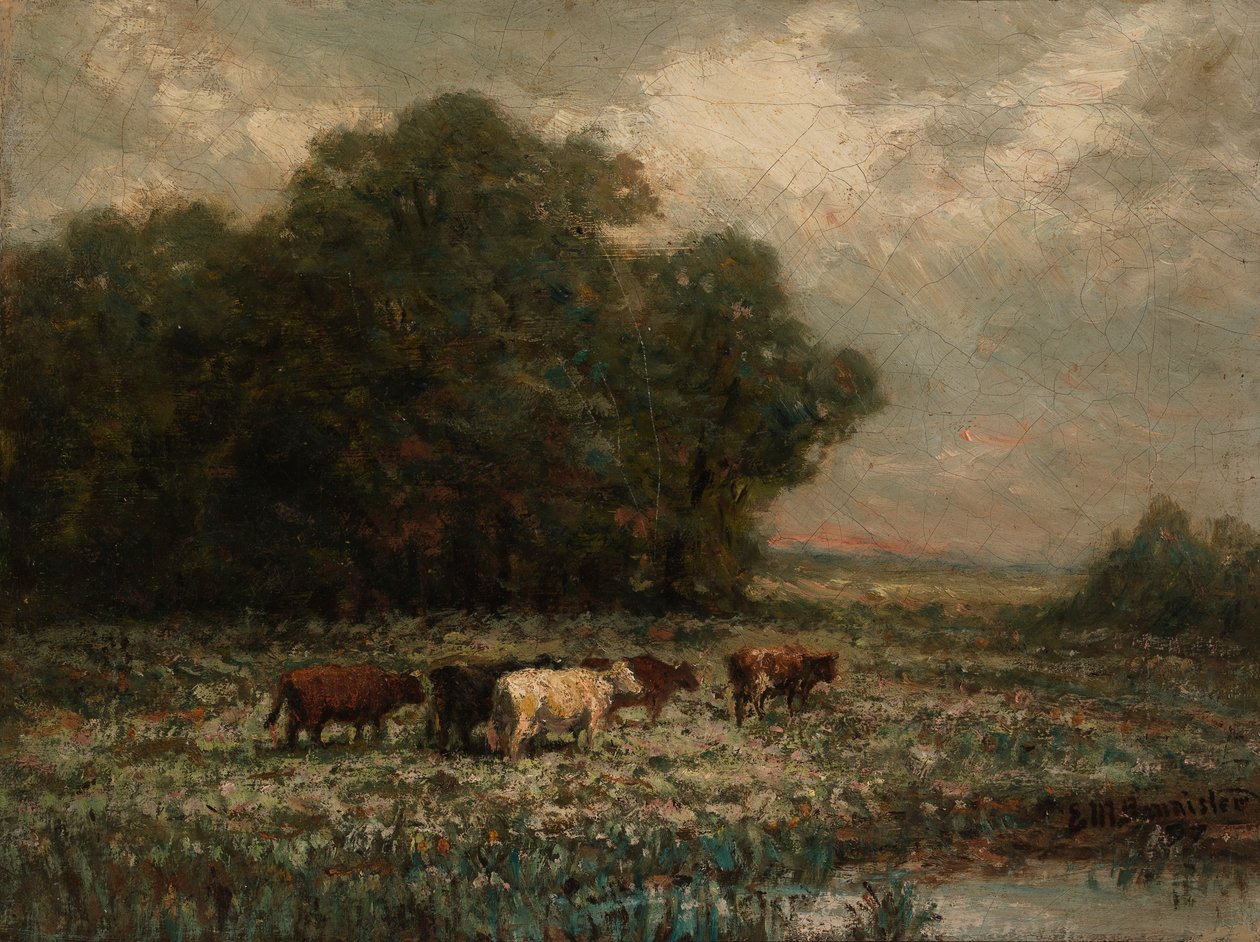 無題の牛の放牧風景、1897年。 作： エドワード・ミッチェル・バニスター