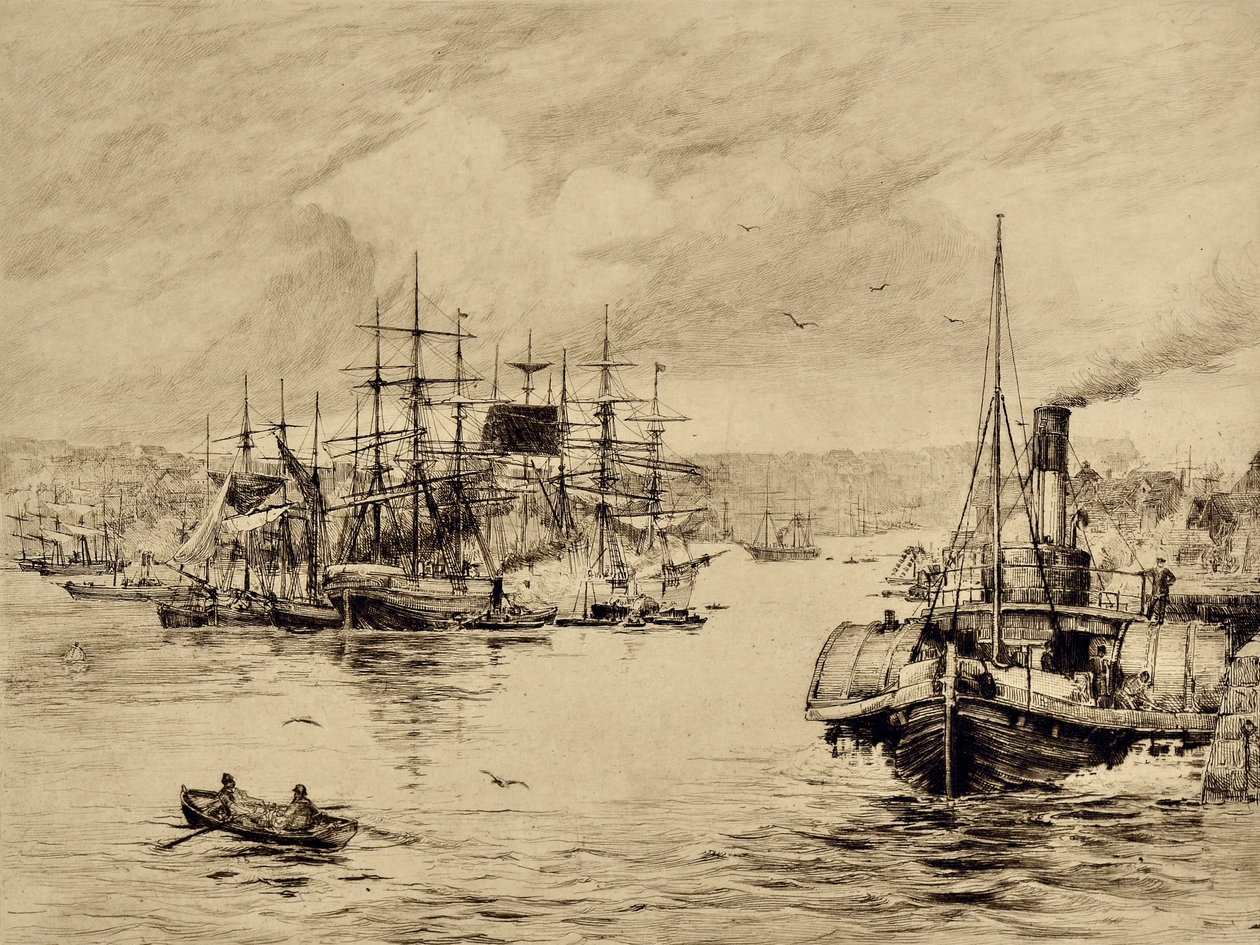 タイン：シールズで、1880年頃（エッチング） 作： エドワード・スローオンブ