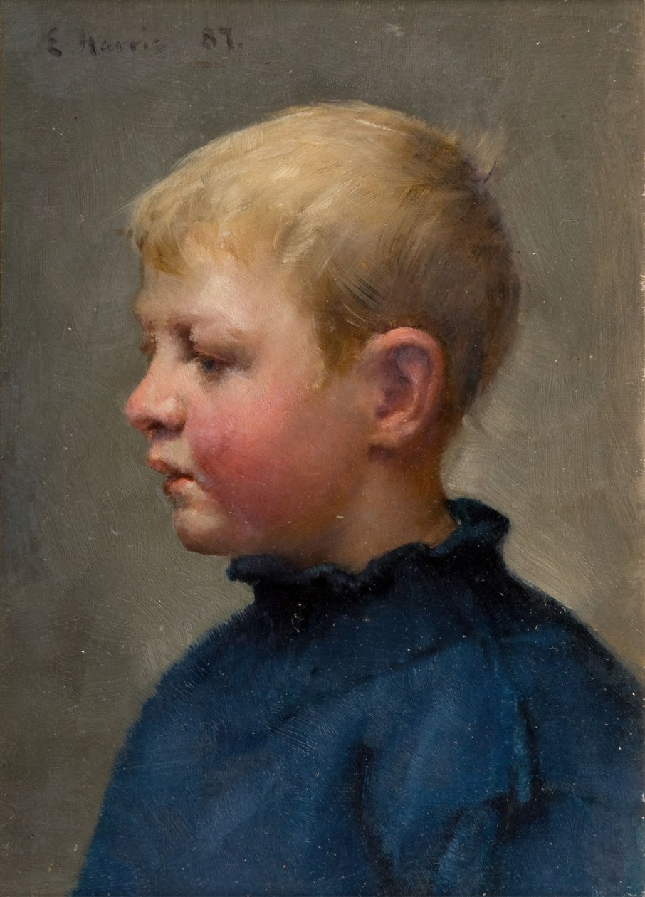 漁師の少年の頭、1887 年。 作： エドウィン・ハリス