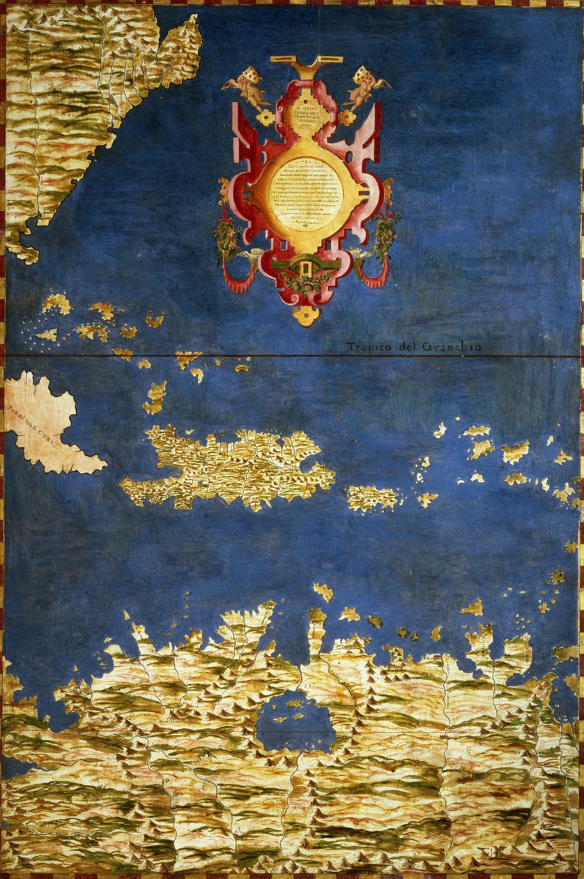 カリブ海とベネズエラの地図、「サラデッレカルテジオグラフィック」（地理地図のホール）c.1570 作： イグナツィオ・ダンティ