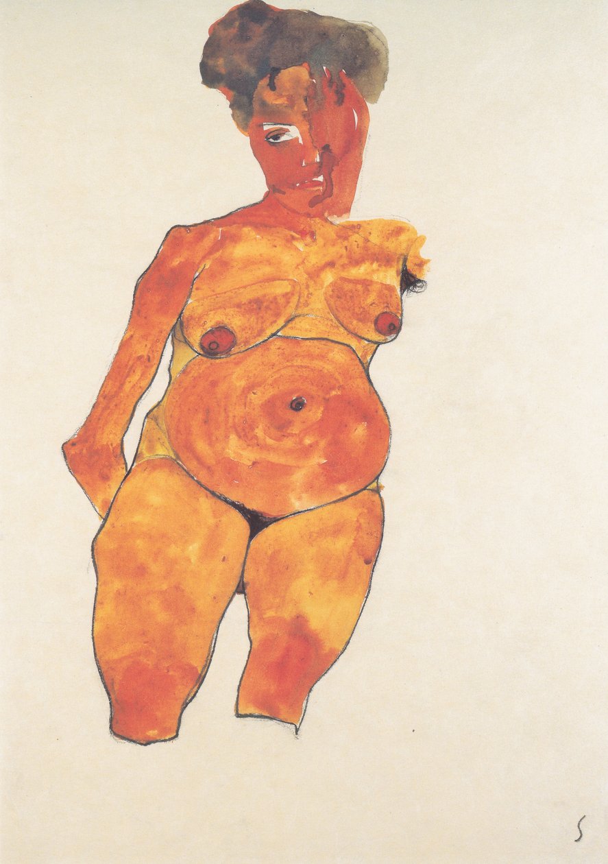 妊娠中の女性の肖像画 作： エゴンシーレ