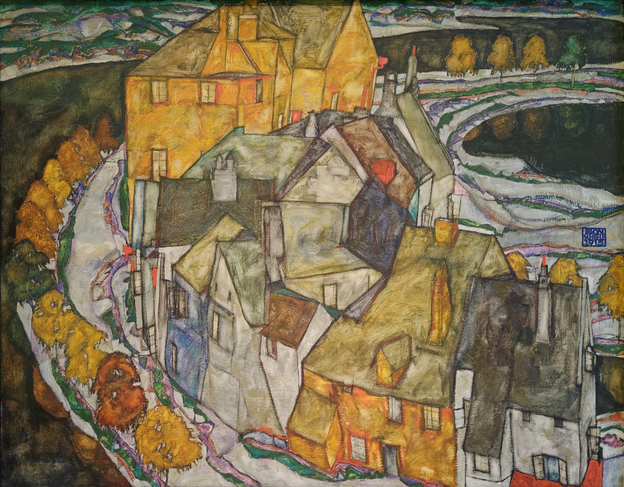 住宅の三日月II（島の町） 作： エゴンシーレ