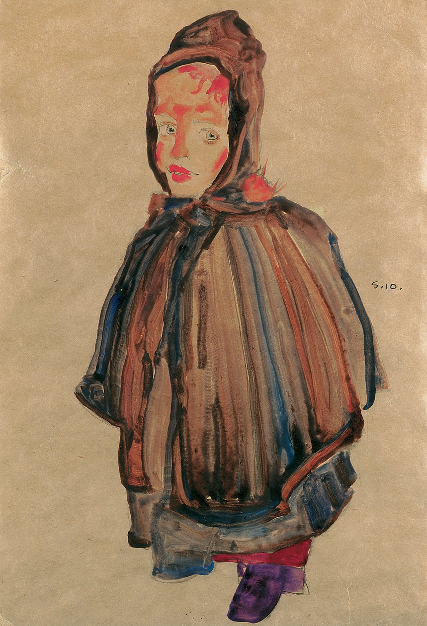 フードを持つ少女、1910 作： エゴンシーレ