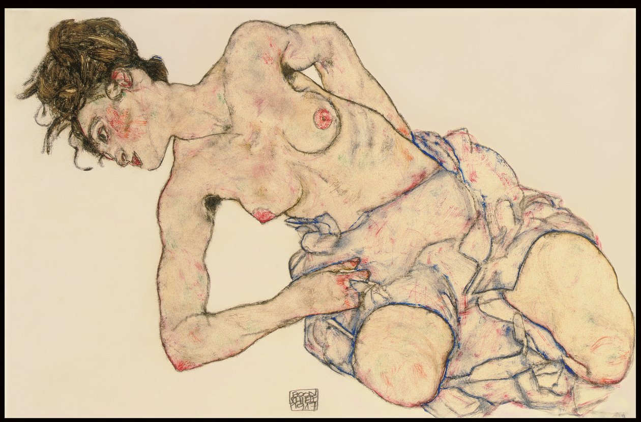 クナイダーの女性ヌード、1917 作： エゴンシーレ