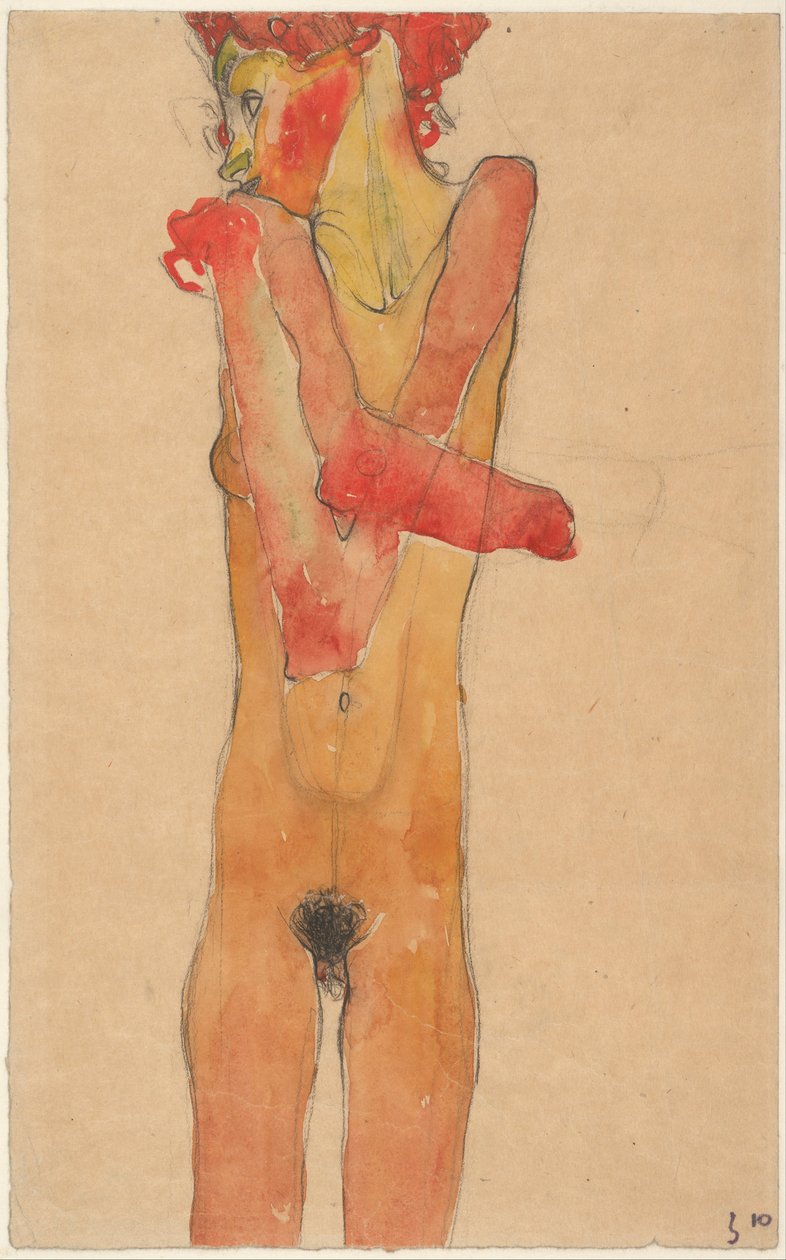 腕を組んだヌードの少女、1910 作： エゴンシーレ