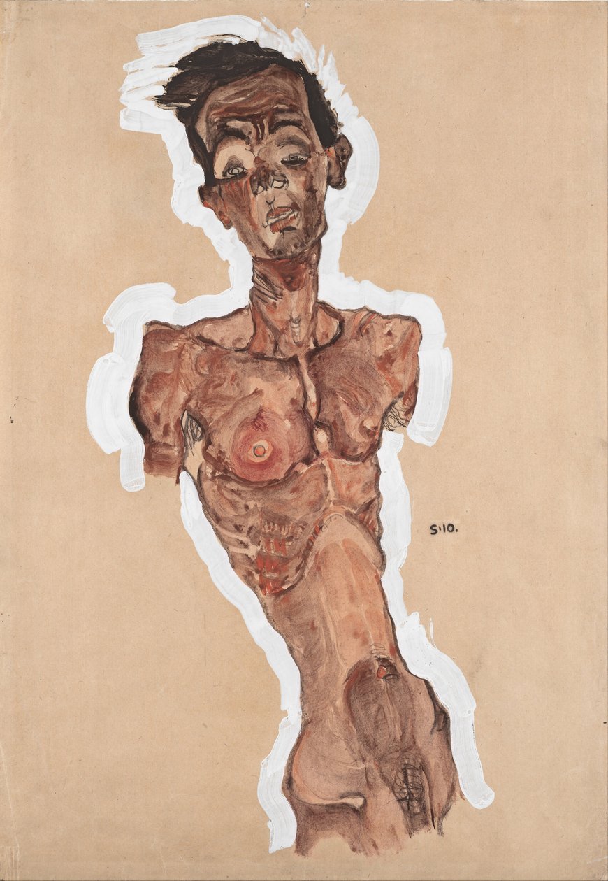 ヌード自画像、1910 作： エゴンシーレ