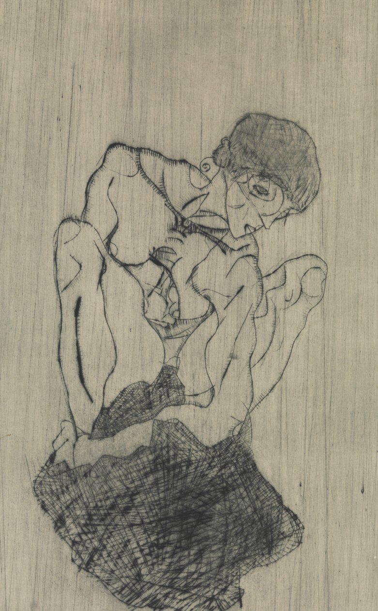 悲しみ、1914年。 作： エゴンシーレ