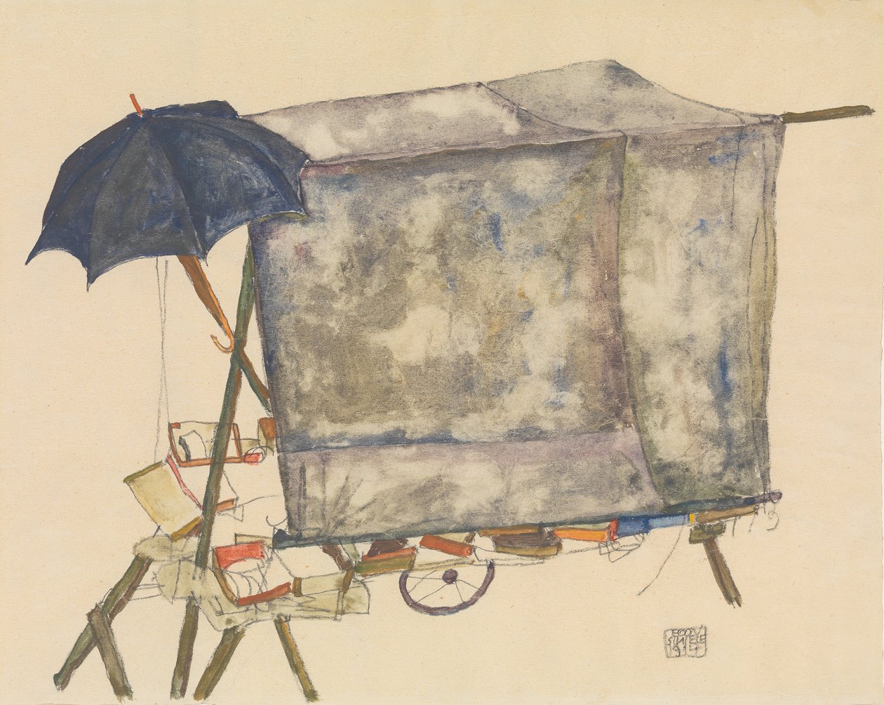 ストリートカート、1914年。 作： エゴンシーレ