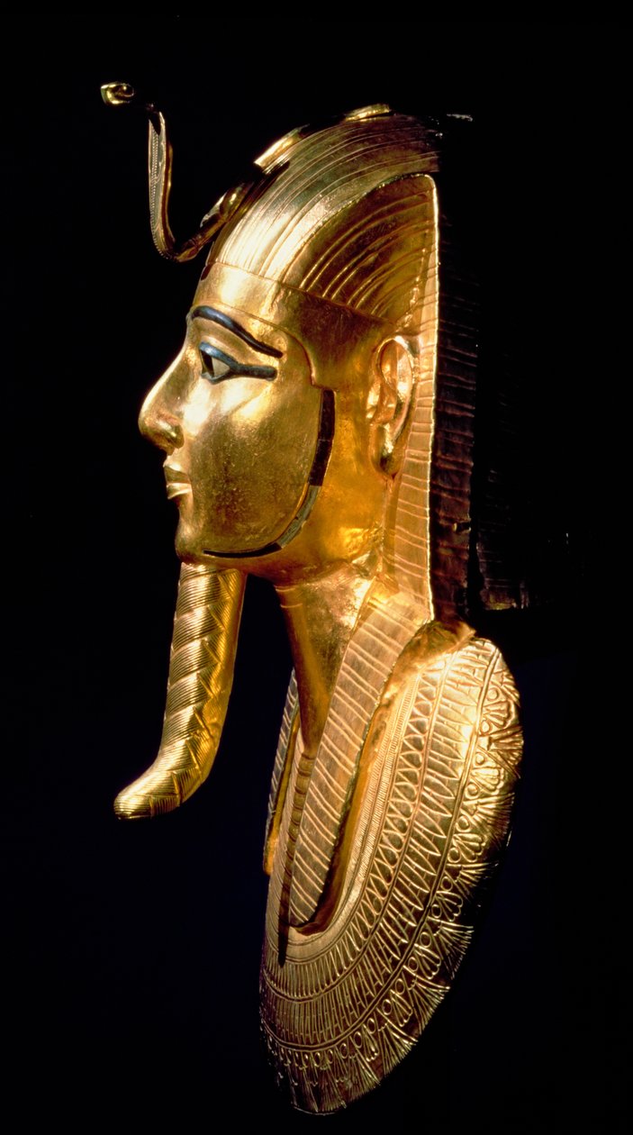 プサネス1世の葬式マスクI（c.1039-991 BC）第三中期（金をラピスラズリと黒と白のガラスでちりばめた） 作： エジプト第21王朝
