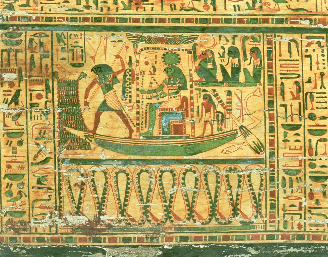 太陽神Reの旅、Nespawershefytの内側の棺からの詳細、エジプト、第3中期、紀元前990-969年（漆喰で塗られた木）（76535も参照） 作： エジプト第21王朝
