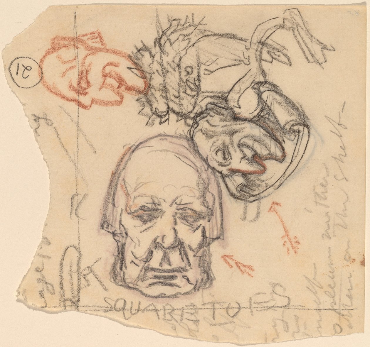 自画像：似顔絵、c。 1918年。 作： エリフ・ヴェダー