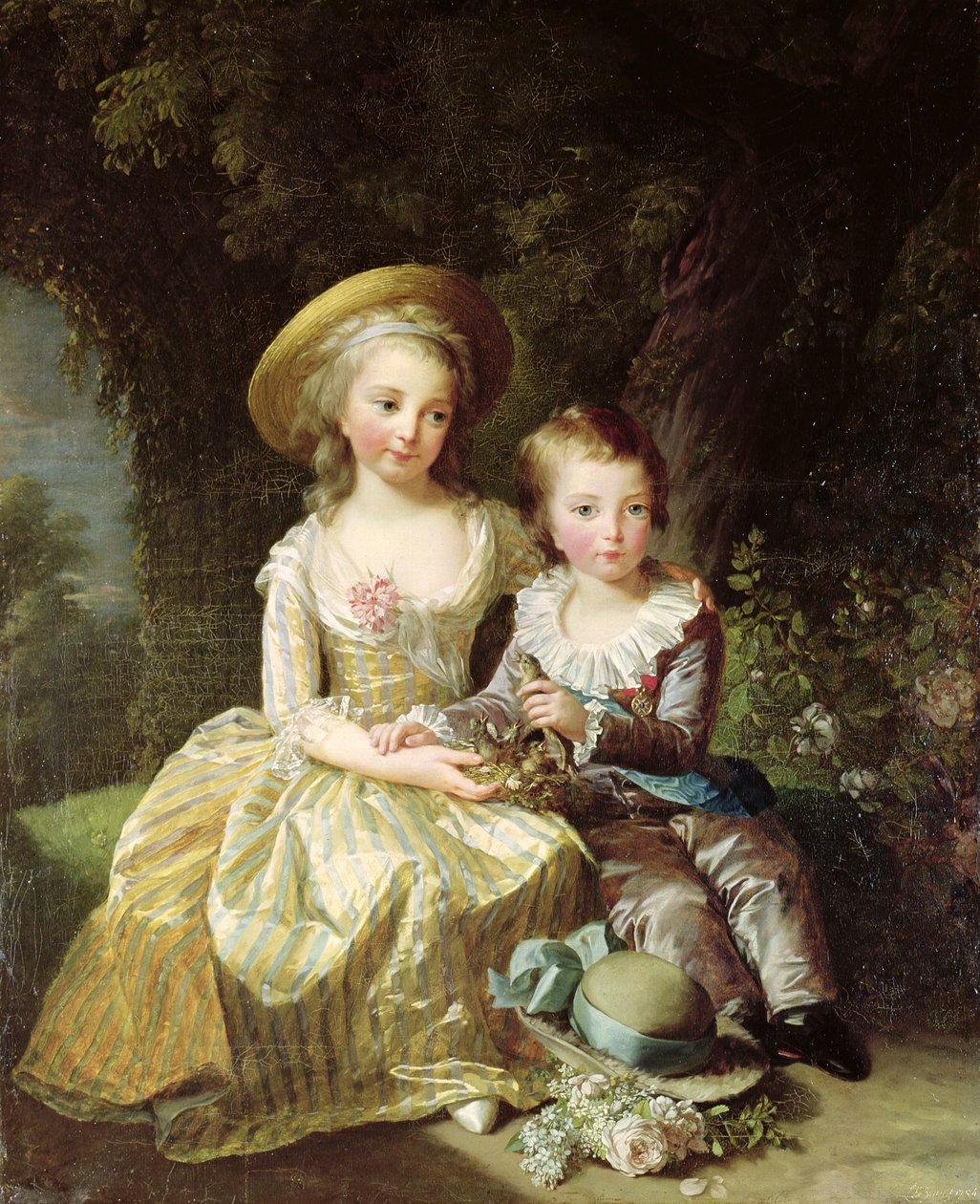 フランスのマリー=テレーズ=シャルロット（1778-1851）、アングレーム公爵夫人、フランスのルイ=ジョセフ=ザビエル（1781-89）ドーフィン首相、1784年の子供の肖像画 作： Elisabeth Louise Vigee Lebrun